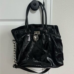 Michael Kors Hamilton Bag - Black Patent Leather